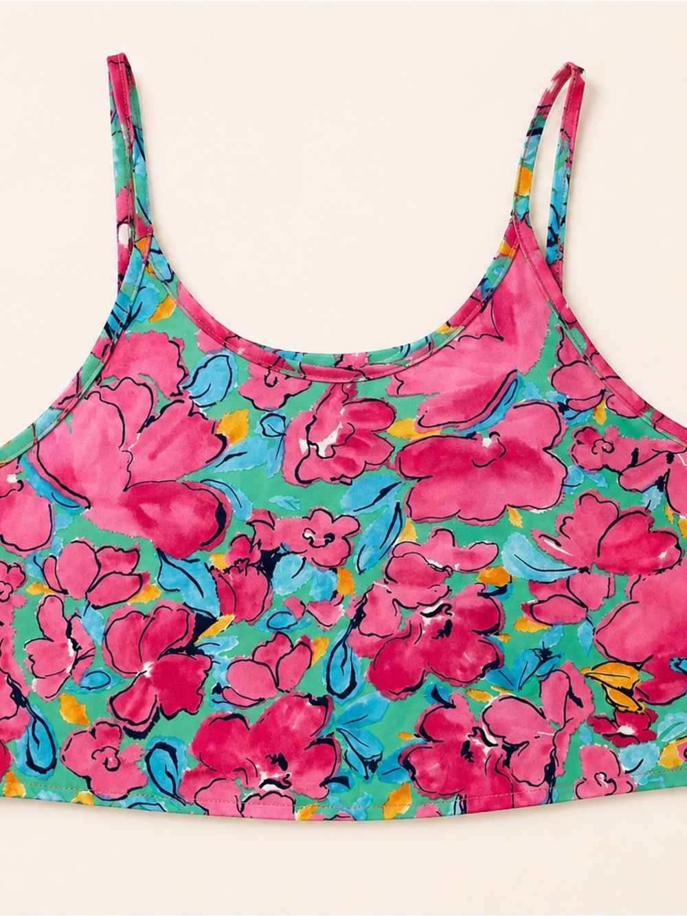 Emery Rose Floral Crop Tank Top / Flowy Floral Crop Top for Ladies / Size Med